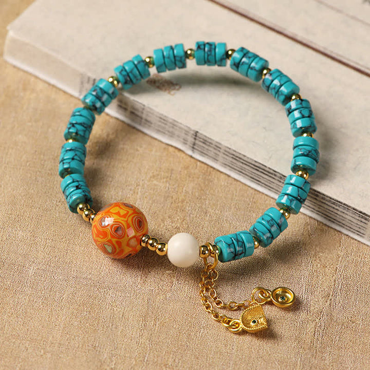 Buddha Stones Pulsera de cuentas de disco chinas nueva, hecha a mano, de Turquoise Communication - image 4