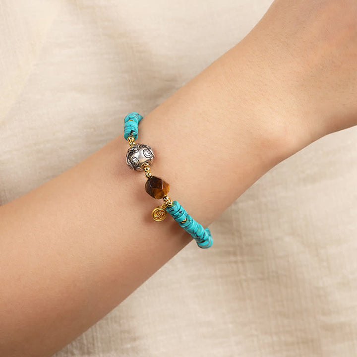 Buddha Stones Pulsera de cuentas de disco chinas nueva, hecha a mano, de Turquoise Communication - image 6