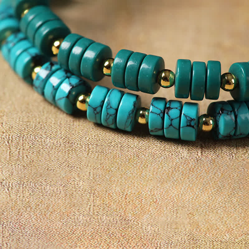 Buddha Stones Pulsera de cuentas de disco chinas nueva, hecha a mano, de Turquoise Communication - image 8