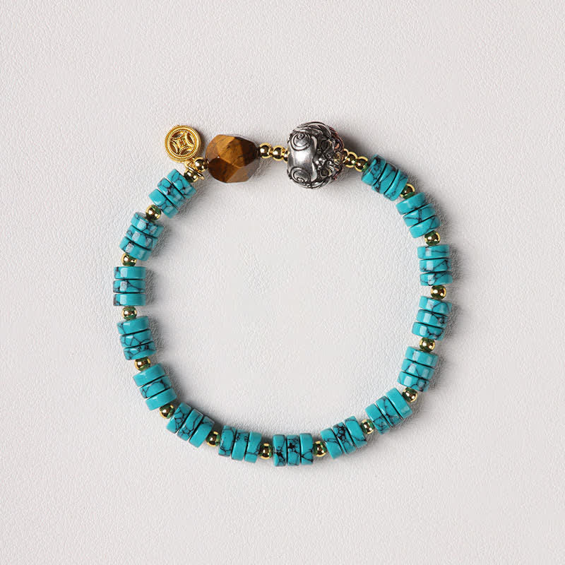 Buddha Stones Pulsera de cuentas de disco chinas nueva, hecha a mano, de Turquoise Communication - Estilo 1 - Azul turquesa - Turquesa (Purificación ♥ Serenidad) - image 1