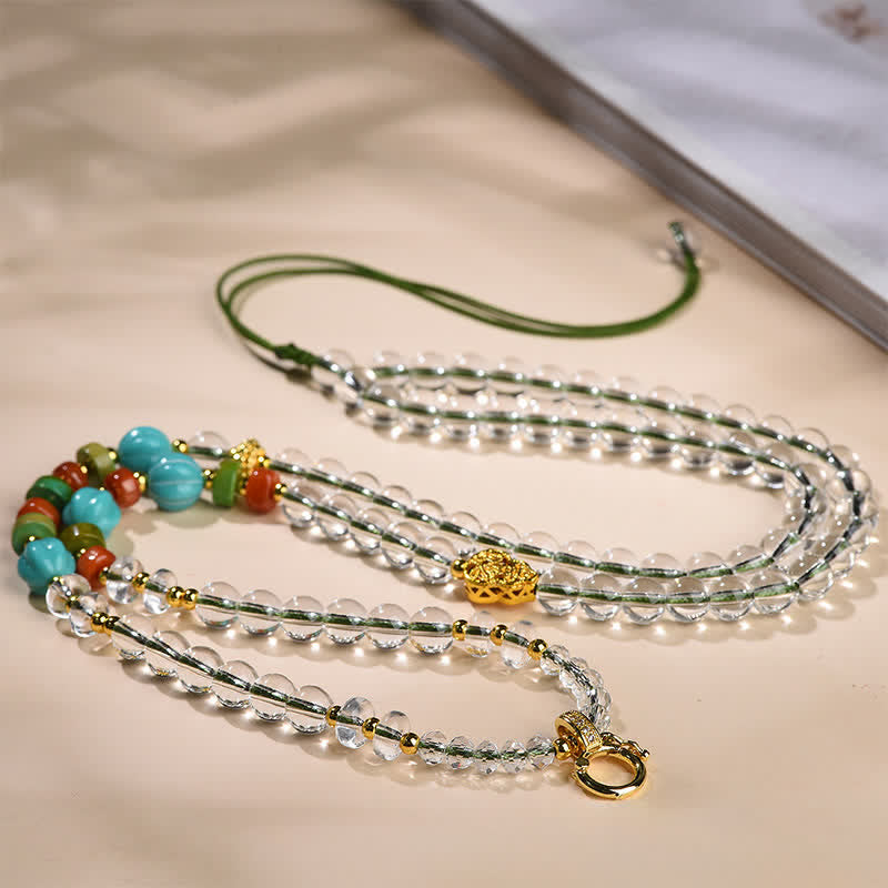 Buddha Stones Collar multiusos con cuentas redondas de cuarzo transparente hecho a mano, con propiedades curativas. - image 2