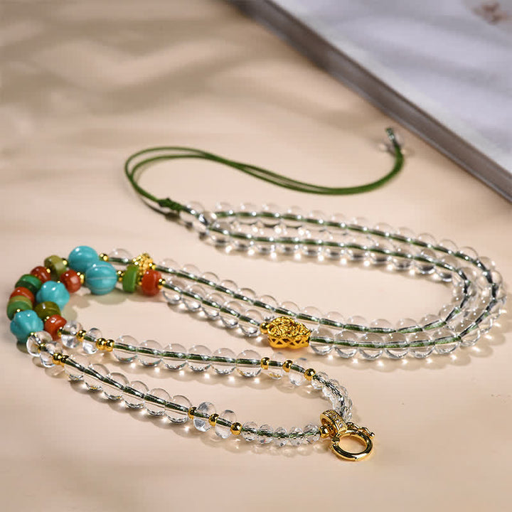 Buddha Stones Collar multiusos con cuentas redondas de cuarzo transparente hecho a mano, con propiedades curativas. - image 2