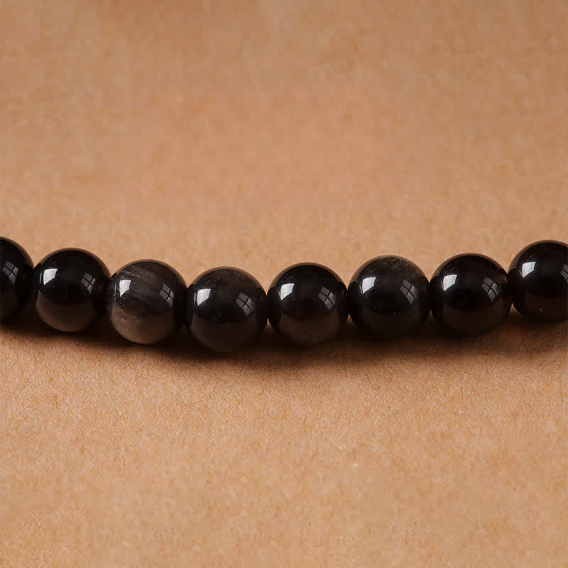 Buddha Stones Collar de cuentas tejido a mano con diseño de Garuda y brillo plateado de obsidiana. - image 14