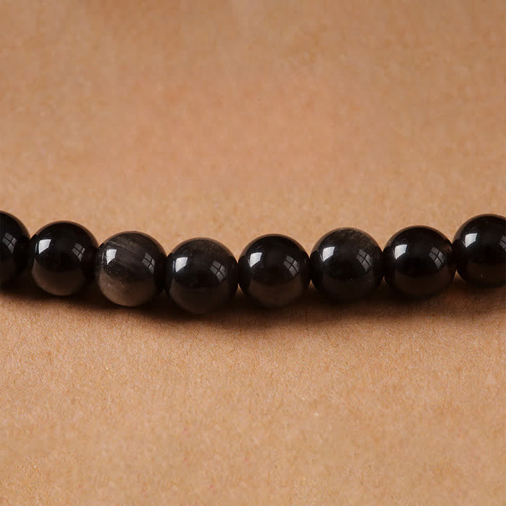 Buddha Stones Collar de cuentas tejido a mano con diseño de Garuda y brillo plateado de obsidiana. - image 14