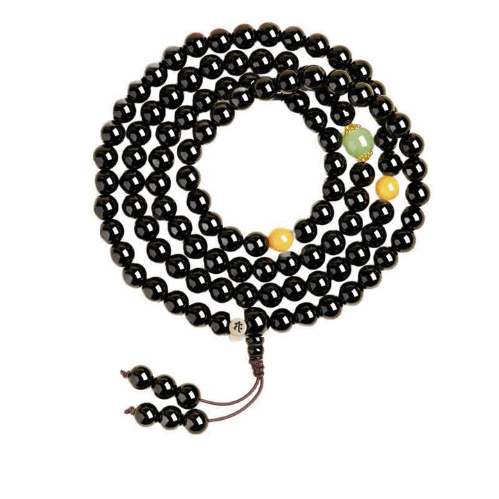 Buddha Stones Mala de obsidiana negra con borla de 108 cuentas, protección del zodíaco chino, pulida a mano. - image 12