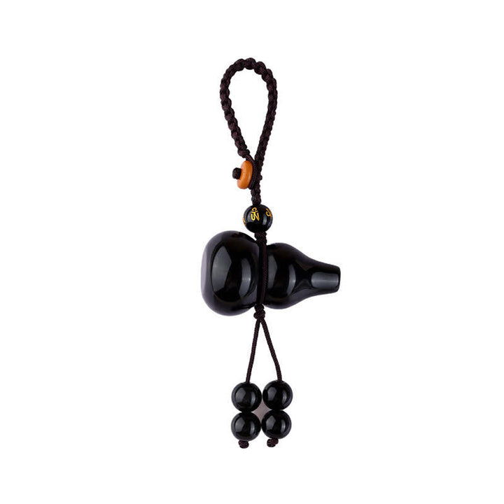 Buddha Stones Llaveros vintage de protección de calabaza de obsidiana arcoíris tejidos a mano - image 3