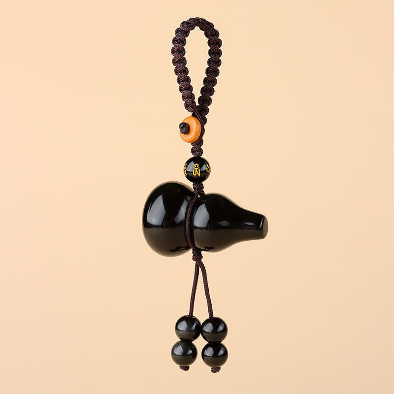 Buddha Stones Llaveros vintage de protección de calabaza de obsidiana arcoíris tejidos a mano - image 1