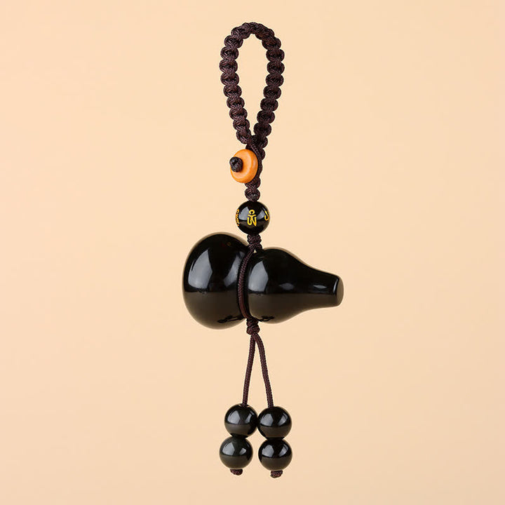Buddha Stones Llaveros vintage de protección de calabaza de obsidiana arcoíris tejidos a mano - image 1