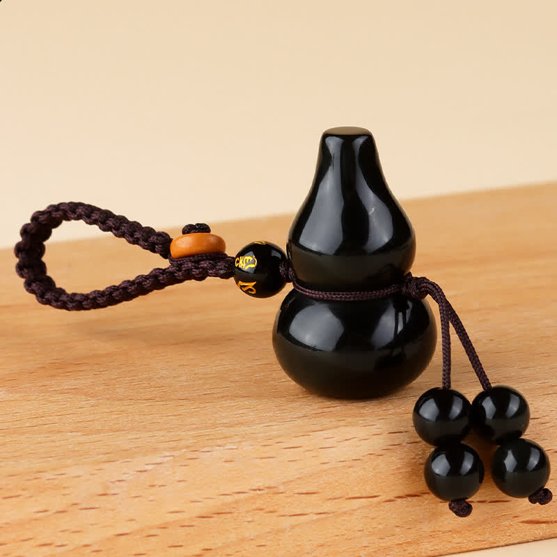 Buddha Stones Llaveros vintage de protección de calabaza de obsidiana arcoíris tejidos a mano - Obsidiana arcoíris (cambios de color con la luz) - image 0