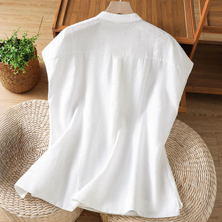 Buddha Stones Camisas sin mangas lisas para mujer, estilo casual de verano, con pliegues en la parte delantera. - image 8