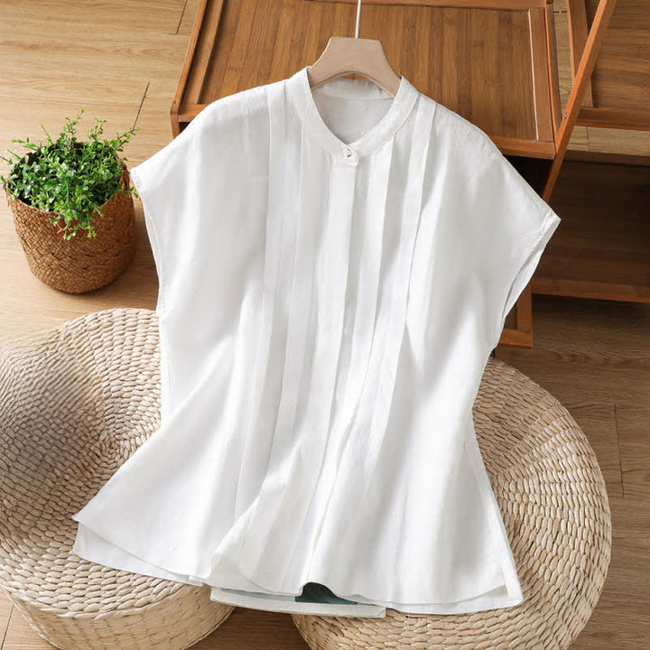 Buddha Stones Camisas sin mangas lisas para mujer, estilo casual de verano, con pliegues en la parte delantera. - Blanco - US8-10, UK/AU12-14, EU40-42 (2XL) - image 7