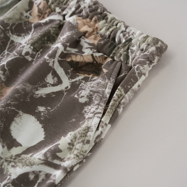 Buddha Stones Pantalones cortos de verano informales para mujer con cordón ajustable y estampado abstracto de hoja de arce. - image 3