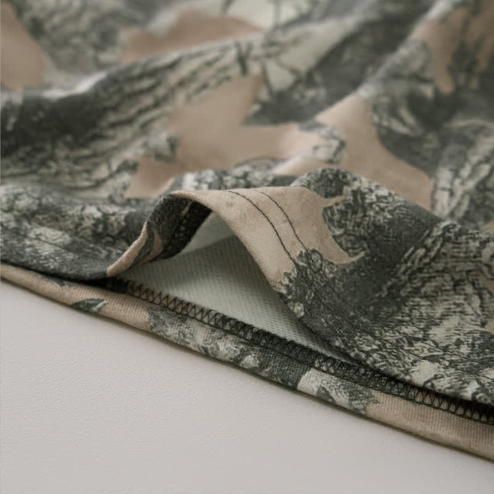 Buddha Stones Pantalones cortos de verano informales para mujer con cordón ajustable y estampado abstracto de hoja de arce. - image 14