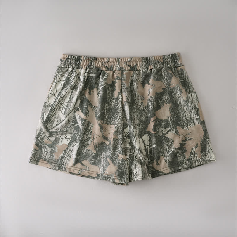 Buddha Stones Pantalones cortos de verano informales para mujer con cordón ajustable y estampado abstracto de hoja de arce. - image 11