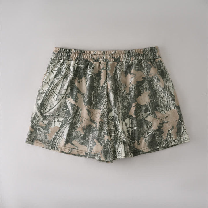 Buddha Stones Pantalones cortos de verano informales para mujer con cordón ajustable y estampado abstracto de hoja de arce. - image 11