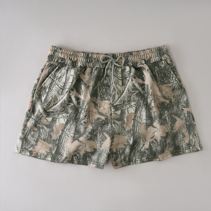 Buddha Stones Pantalones cortos de verano informales para mujer con cordón ajustable y estampado abstracto de hoja de arce. - Caqui oscuro - US12, UK/AU16, EU44 (2XL) - image 10