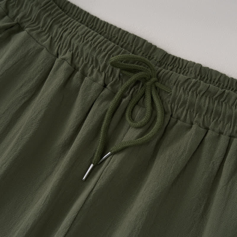 Buddha Stones Bermudas casuales de verano con cordón ajustable, color liso, para mujer, pierna recta, con bolsillos. - image 8