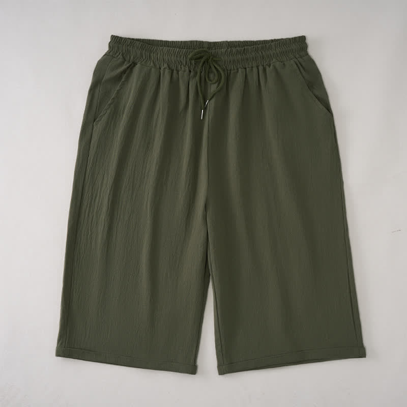Buddha Stones Bermudas casuales de verano con cordón ajustable, color liso, para mujer, pierna recta, con bolsillos. - Verde oliva oscuro - US14, UK/AU18, EU46 (3XL) - image 5