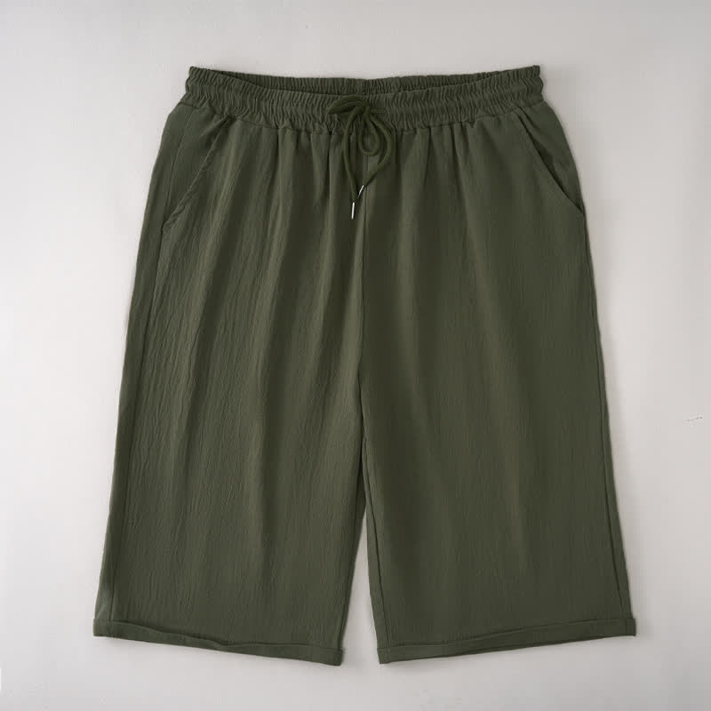 Buddha Stones Bermudas casuales de verano con cordón ajustable, color liso, para mujer, pierna recta, con bolsillos. - image 6