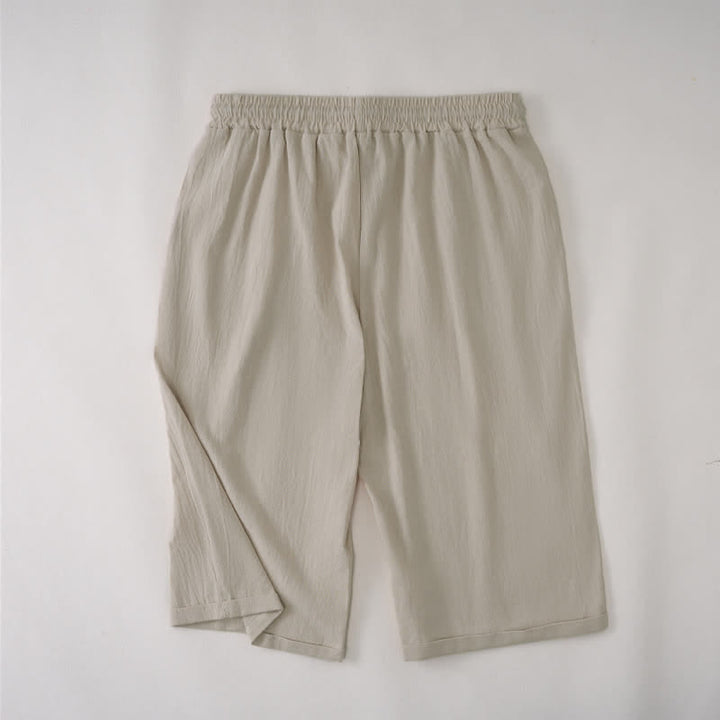 Buddha Stones Bermudas casuales de verano con cordón ajustable, color liso, para mujer, pierna recta, con bolsillos. - image 1