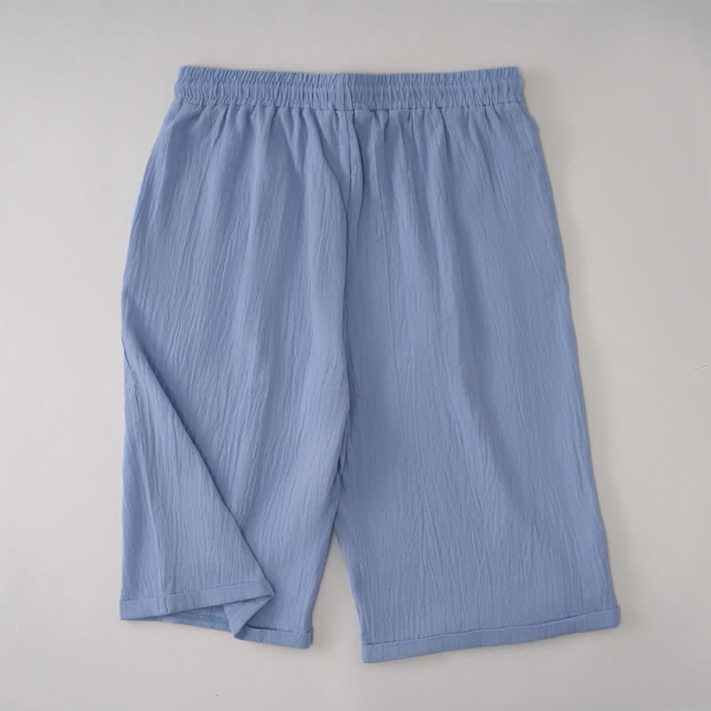 Buddha Stones Bermudas casuales de verano con cordón ajustable, color liso, para mujer, pierna recta, con bolsillos. - image 13