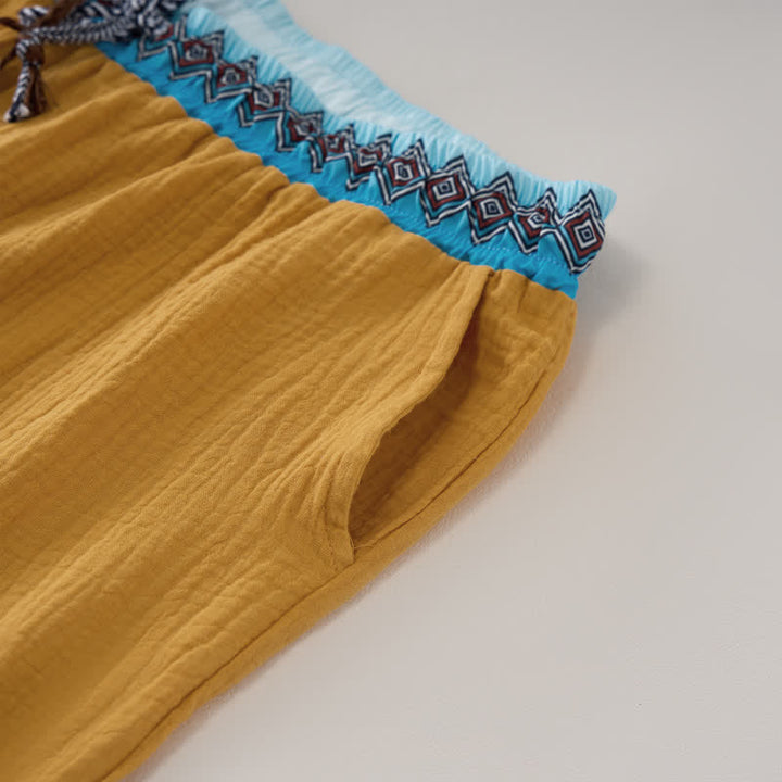 Buddha Stones Bermudas geométricas de estilo bohemio informal con cordón ajustable para hombre, de pierna recta y con bolsillos. - image 13
