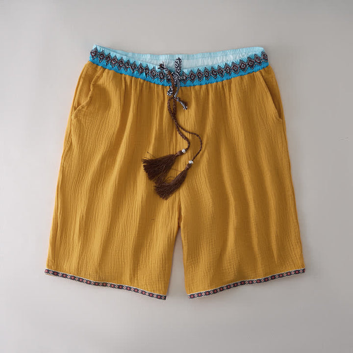 Buddha Stones Bermudas geométricas de estilo bohemio informal con cordón ajustable para hombre, de pierna recta y con bolsillos. - vara de oro - US/UK/AU44, EU54 (3XL) - image 10