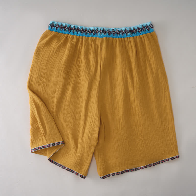 Buddha Stones Bermudas geométricas de estilo bohemio informal con cordón ajustable para hombre, de pierna recta y con bolsillos. - image 11