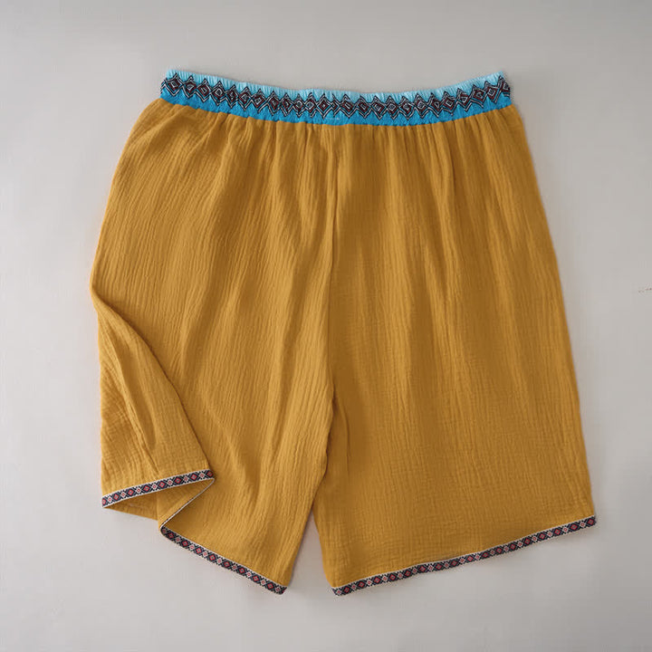 Buddha Stones Bermudas geométricas de estilo bohemio informal con cordón ajustable para hombre, de pierna recta y con bolsillos. - image 11