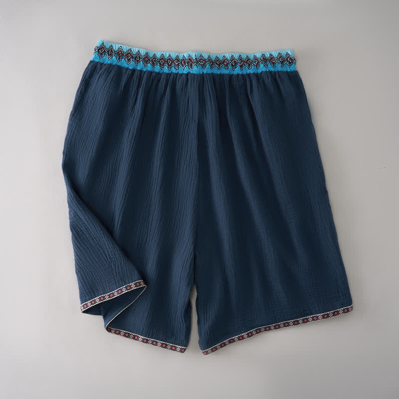 Buddha Stones Bermudas geométricas de estilo bohemio informal con cordón ajustable para hombre, de pierna recta y con bolsillos. - image 6