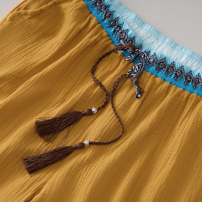 Buddha Stones Bermudas geométricas de estilo bohemio informal con cordón ajustable para hombre, de pierna recta y con bolsillos. - image 12