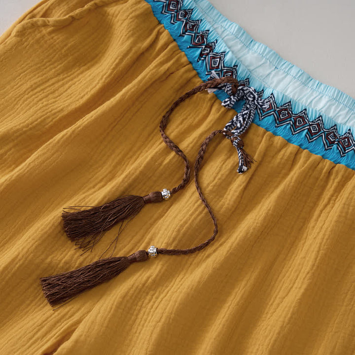 Buddha Stones Bermudas geométricas de estilo bohemio informal con cordón ajustable para hombre, de pierna recta y con bolsillos. - image 12