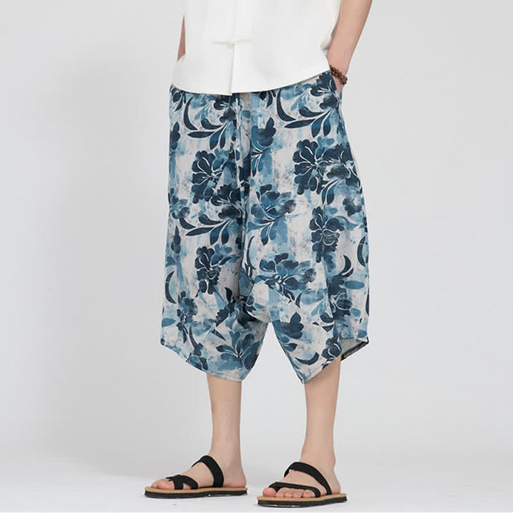 Buddha Stones Pantalones capri de verano estilo boho casual con cintura elástica y estampado floral geométrico para hombre. - image 35