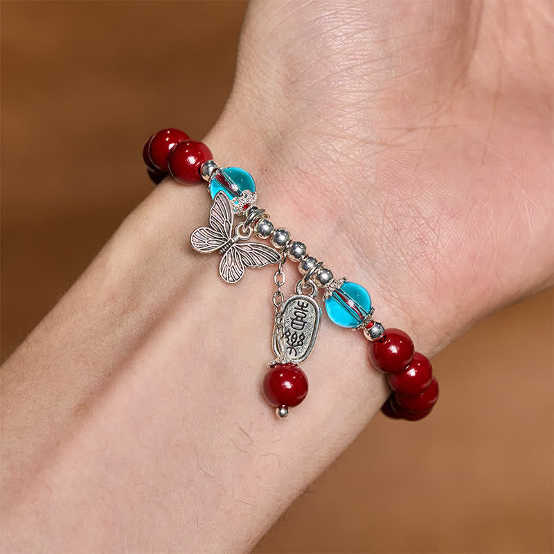 Buddha Stones Pulsera de amor con mariposa de cobre cinabrio - image 9