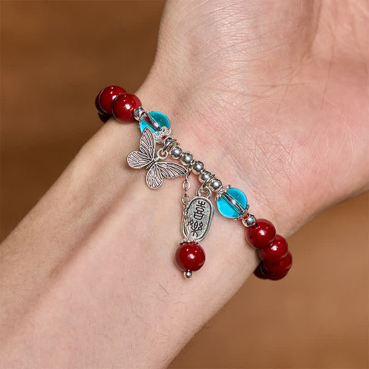Buddha Stones Pulsera de amor con mariposa de cobre cinabrio - image 9