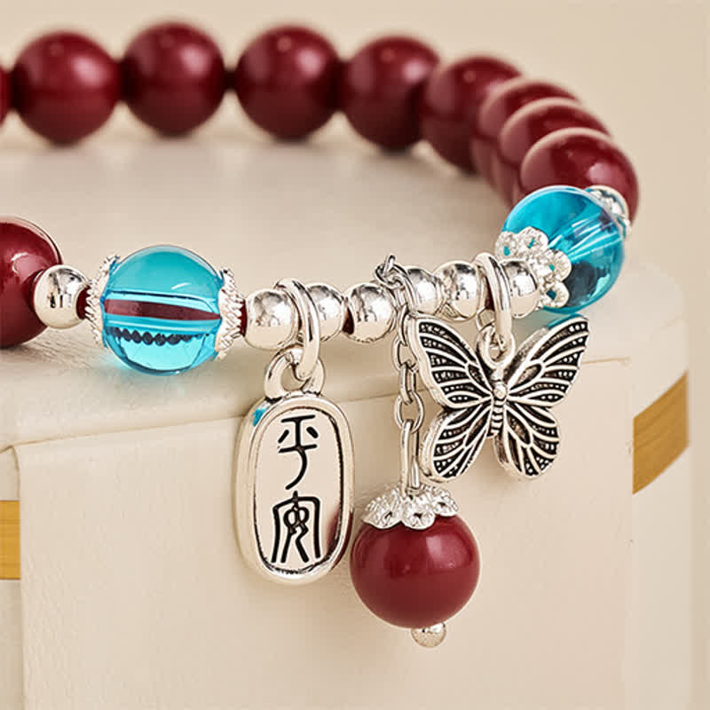 Buddha Stones Pulsera de amor con mariposa de cobre cinabrio - image 4