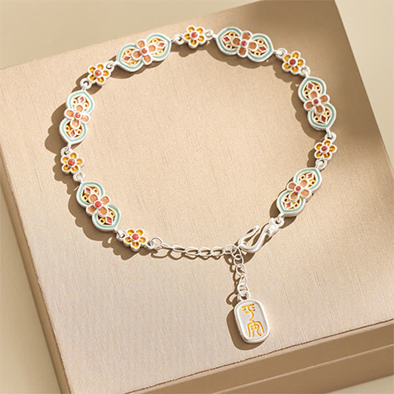 Buddha Stones Pulsera curativa con diseño floral y esmalte de cobre - Cobre (circunferencia de la muñeca: 15–25 cm) - image 1