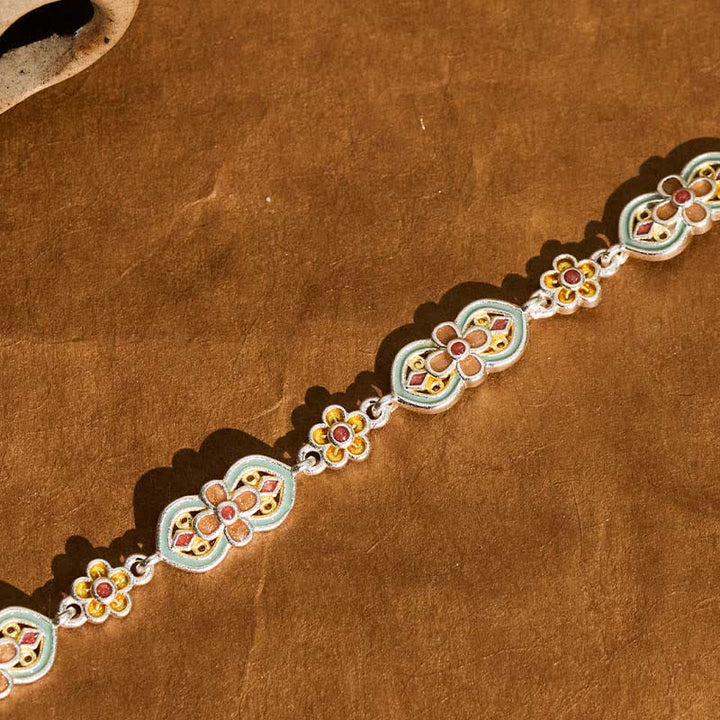 Buddha Stones Pulsera curativa con diseño floral y esmalte de cobre - image 5