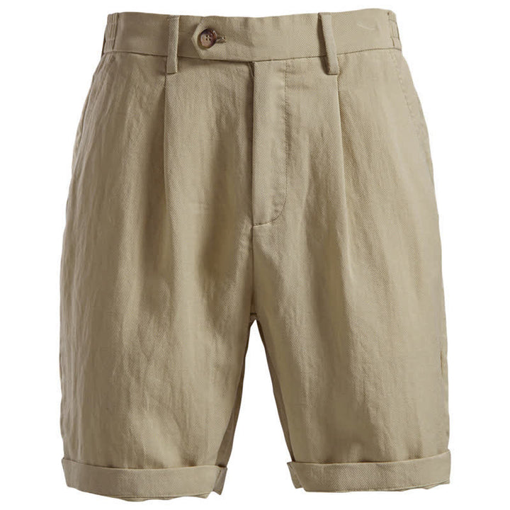 Buddha Stones Pantalones cortos bermudas clásicos de verano con cremallera y botones, color liso, para hombre, pierna recta y bolsillos. - Broncearse - US/UK/AU42, EU52 (2XL) - image 0