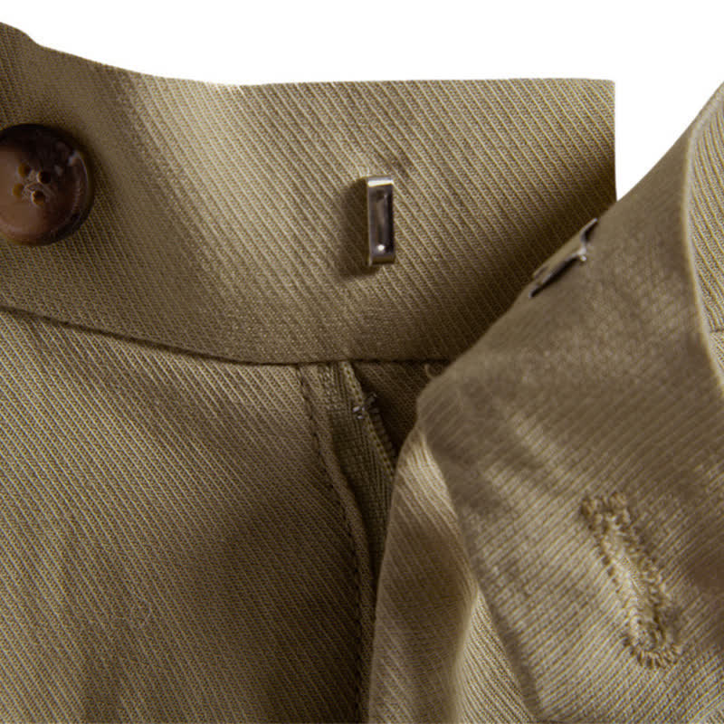Buddha Stones Pantalones cortos bermudas clásicos de verano con cremallera y botones, color liso, para hombre, pierna recta y bolsillos. - image 3