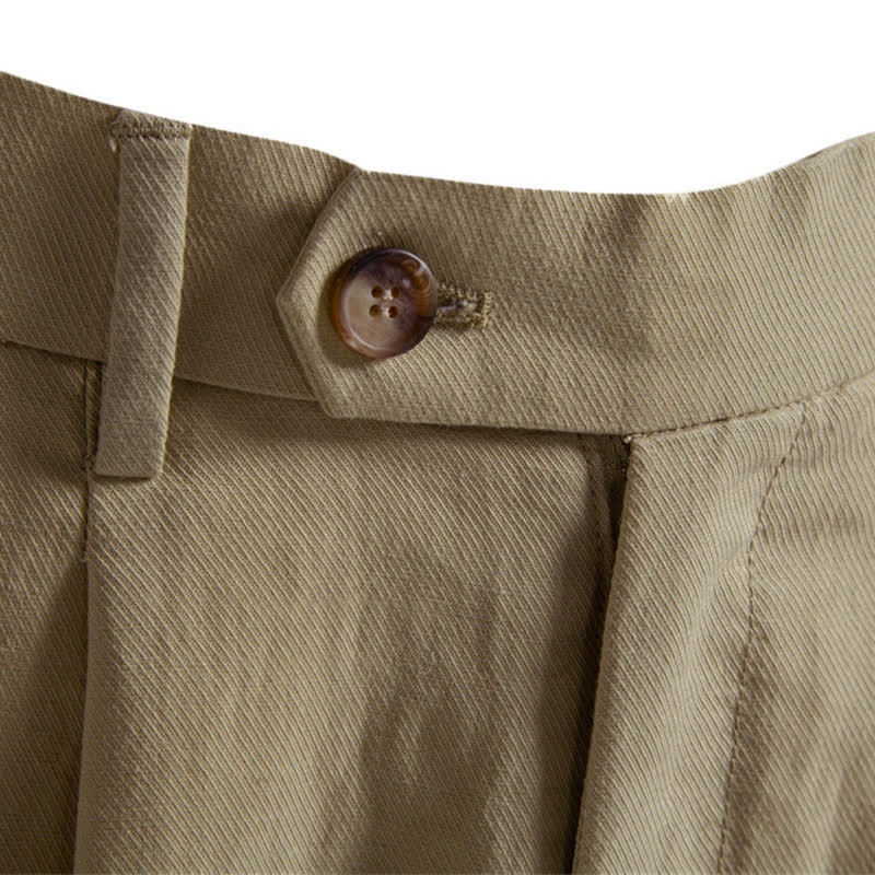 Buddha Stones Pantalones cortos bermudas clásicos de verano con cremallera y botones, color liso, para hombre, pierna recta y bolsillos. - image 2