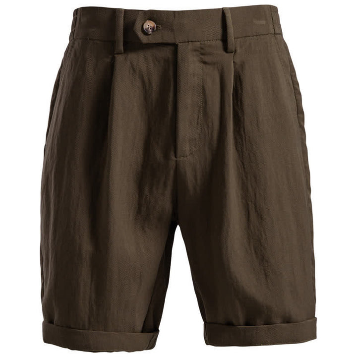 Buddha Stones Pantalones cortos bermudas clásicos de verano con cremallera y botones, color liso, para hombre, pierna recta y bolsillos. - Marrón silla de montar - US/UK/AU42, EU52 (2XL) - image 22