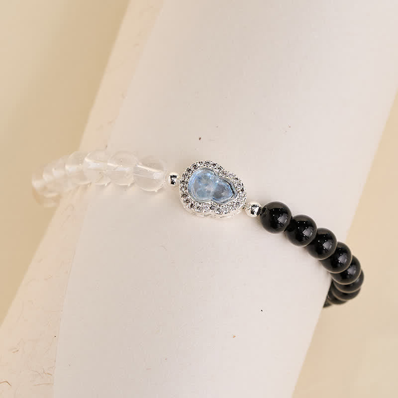 Buddha Stones Pulsera de cuarzo transparente, obsidiana negra y forma de calabaza. - image 13