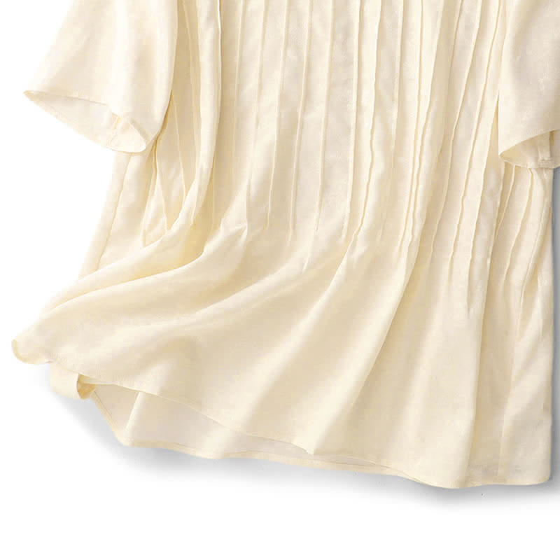 Buddha Stones Camisetas de manga corta para mujer, elegantes, plisadas y de color liso, ideales para el verano. - image 16