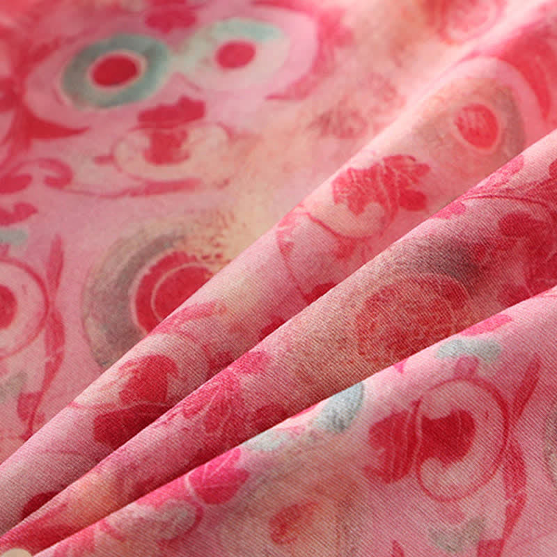Buddha Stones Camisas sin mangas elegantes de verano para mujer con cuello mandarín, abertura lateral y estampado floral. - image 24