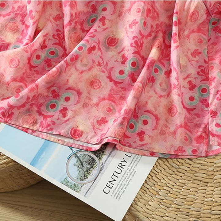 Buddha Stones Camisas sin mangas elegantes de verano para mujer con cuello mandarín, abertura lateral y estampado floral. - image 22