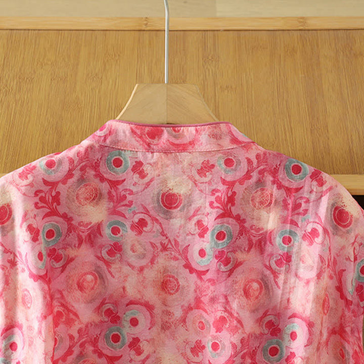 Buddha Stones Camisas sin mangas elegantes de verano para mujer con cuello mandarín, abertura lateral y estampado floral. - image 20