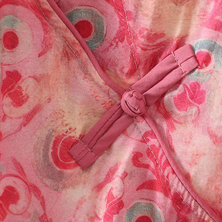 Buddha Stones Camisas sin mangas elegantes de verano para mujer con cuello mandarín, abertura lateral y estampado floral. - image 21