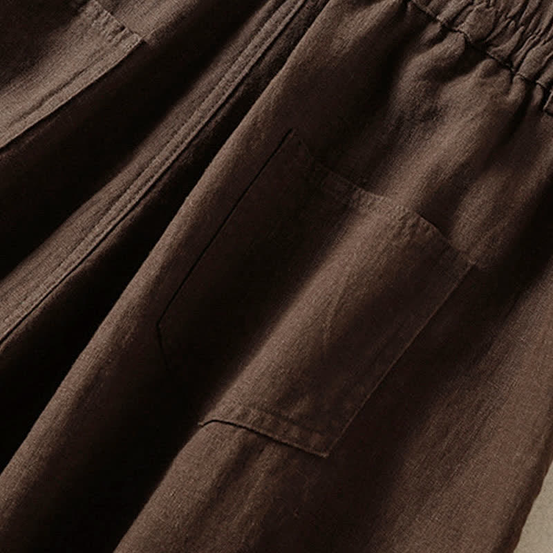 Buddha Stones Pantalones harem de verano informales para mujer, de color liso, con cintura elástica y bolsillos. - image 13