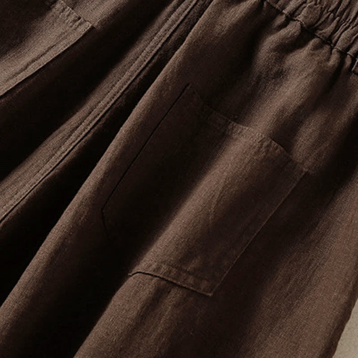 Buddha Stones Pantalones harem de verano informales para mujer, de color liso, con cintura elástica y bolsillos. - image 13